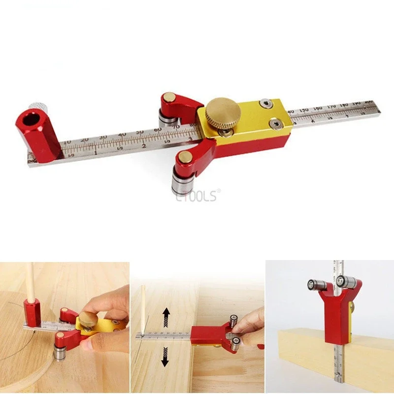 3 IN 1 Wheel Marking Gauge Aluminum Alloy Scribe Tool Adjustable Precision Scriber Parallel Line Drawing Tool Woodworking DIY