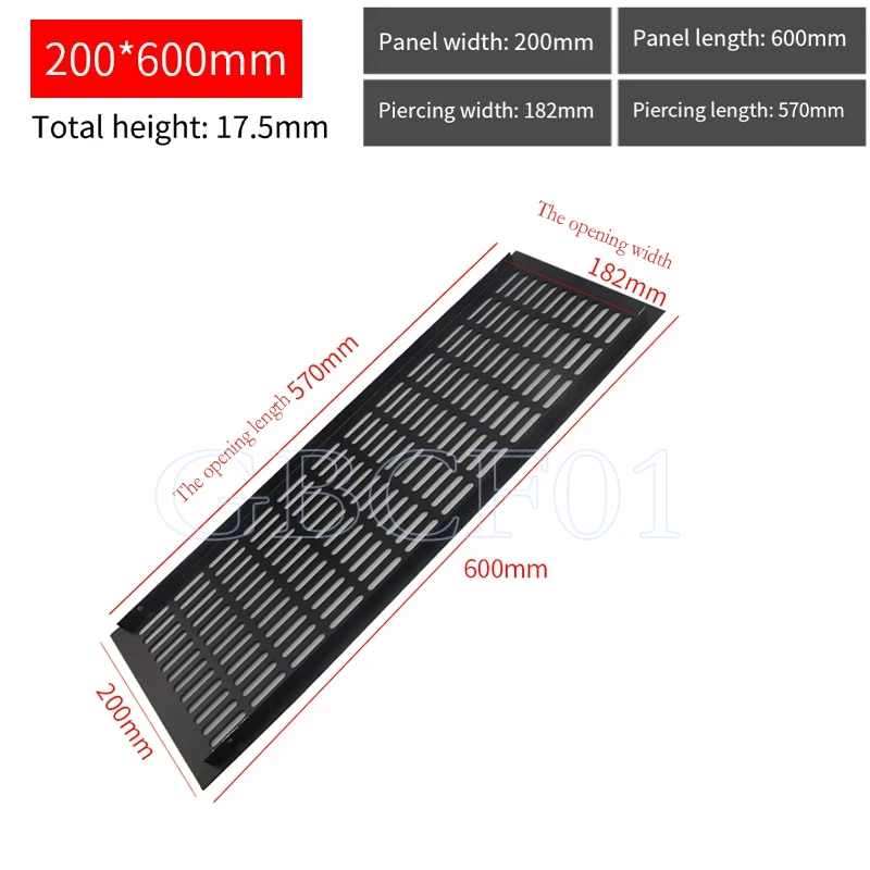 Alloy Breathable Mesh Rectangular Flat Ventilation air Vent cabinet, Wardrobe Decorative Air vent Grille Width 200-300 Silver