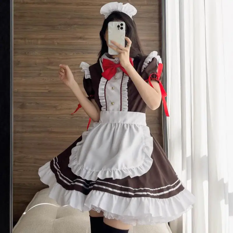 Cosplay Princess Lolita Dress Maid Outfit New Anime Retro Apron Maid Sexy Plus Size Costume Babydoll Women Lace Miniskirt Outfit