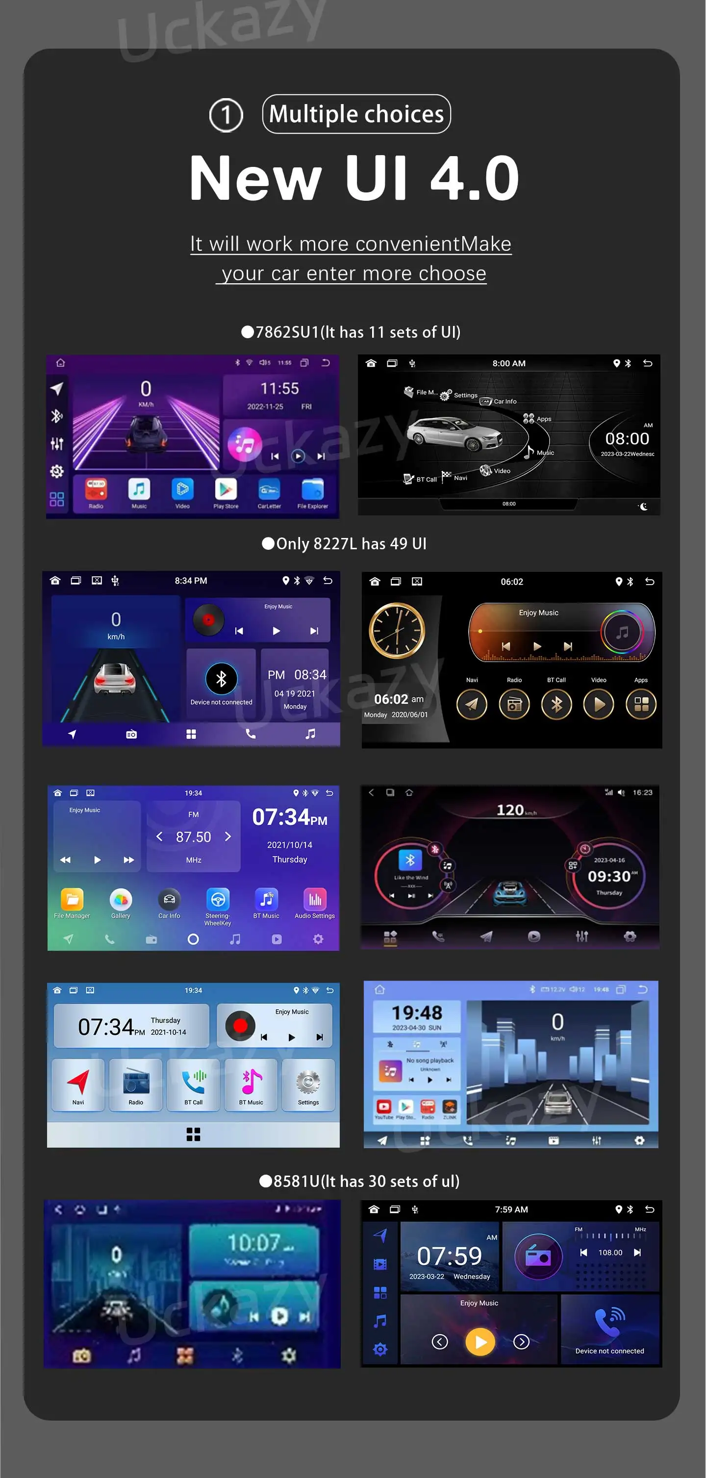 Uckazy-Android 13 Car Radio Player, Navegação GPS, Suporte Autoradio, Carplay, RDS, DAB, FIAT 500, Abarth, 2007-2015