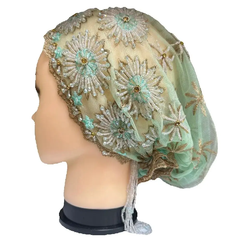 

2025 Newest Malaysia Ethnic Inner Hijabs Elegant Luxury Beaded Banquet Shawl for Muslim Women Beautiful Hijab for Women