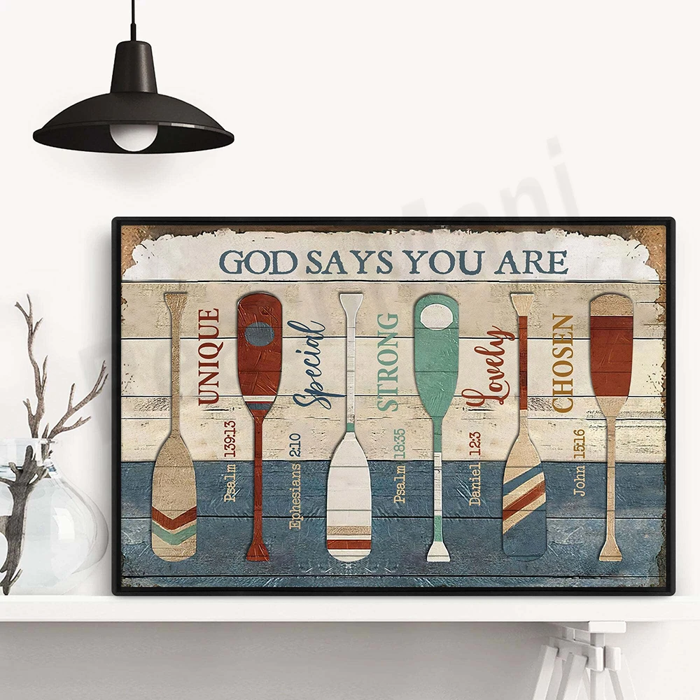 Beach Poster and Canvas God Said You Are a Canoe Paddle - Motivational Quotes Christian Bible Verse Wall Art, Home Decor