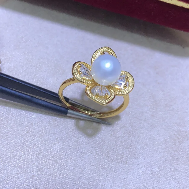 S925 Sterling Silver Adjustable Ring Mount Settings Findings Mountings Accessory Parts for 7-8mm Pearls
