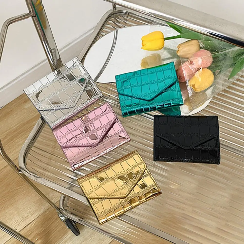 Short Women Wallet Faux Leather Smooth Surface Multi Card Slots Holder Coin Purse Bag Portable Stone Texture Mini Wallet PU