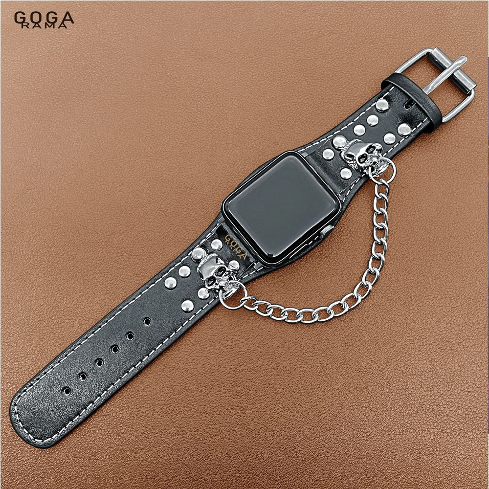 

Кожаный индивидуальный декоративный ремешок-цепочка для Apple Watch Ultra 2 49 45 41 40 46 38 42 44 мм для IWatch Series 10 9 8 7 6 5 4