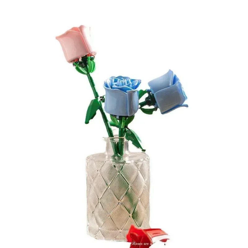 Jouet de nuit de construction de rose de fleur éternelle, compatible avec la décoration d'assemblage de LEGO, cadeau de la fête des enseignants de la fille, jour de Léon