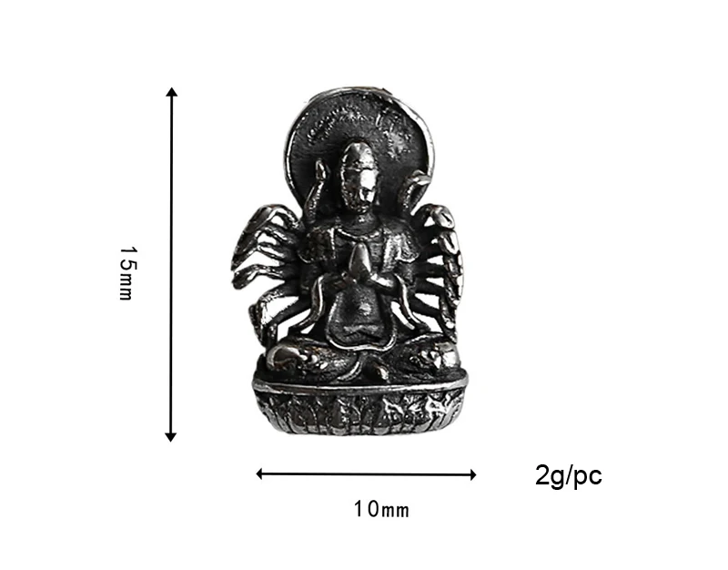 Handmade 925 Silver Tibetan Eight Buddha Statue Amulet Sterling Buddhist Kuanyin Amitabha Charm Chinese Zodiac Good Luck Pendant