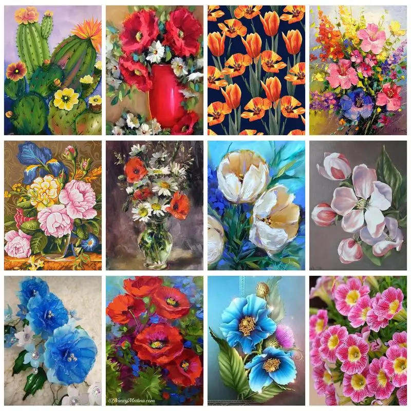 

CHENISTORY 40x50cm Painting By Numbers Colorful Flowers For Adults Handmade On Canvas Personalized Gift Artwork Picture Paint