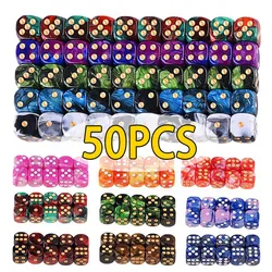 50/30/10Pcs 16mm 6 Sided Game Dice Set Round Corner 10PCS Per Color D6 Square Dice for Playing Board Teaching Math Game