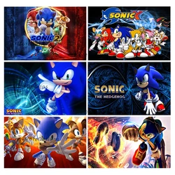 Sonic Banner Kids Photo Backdrop Boys Birthday Party Baby Shower Decoration Cartoon Vinyl Polyester Fabric Background