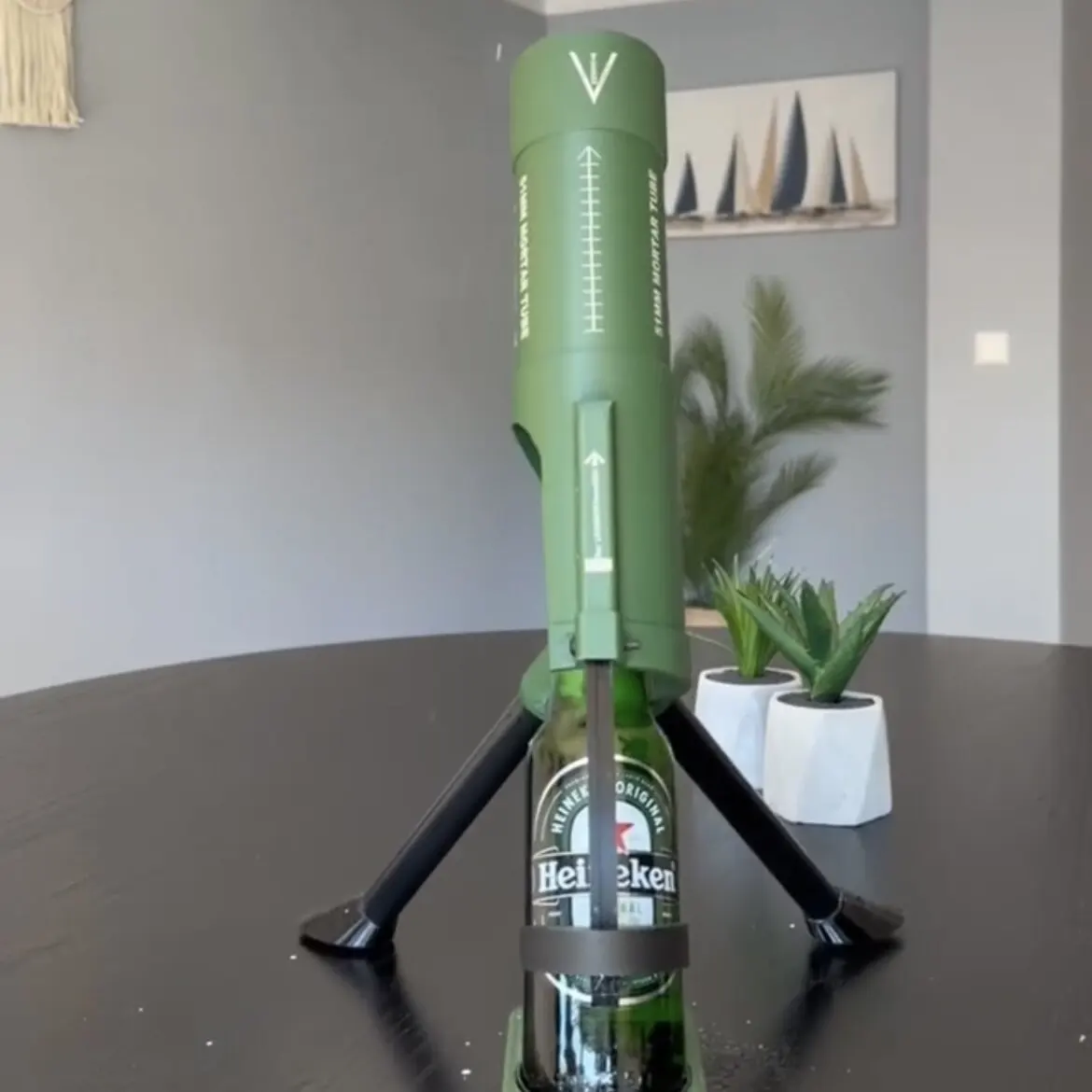 Mortar-style Bottle Opener—super Cool for BBQ Parties and Drinking Get-togethers; A Beer Launcher and Stress-reliever All in One