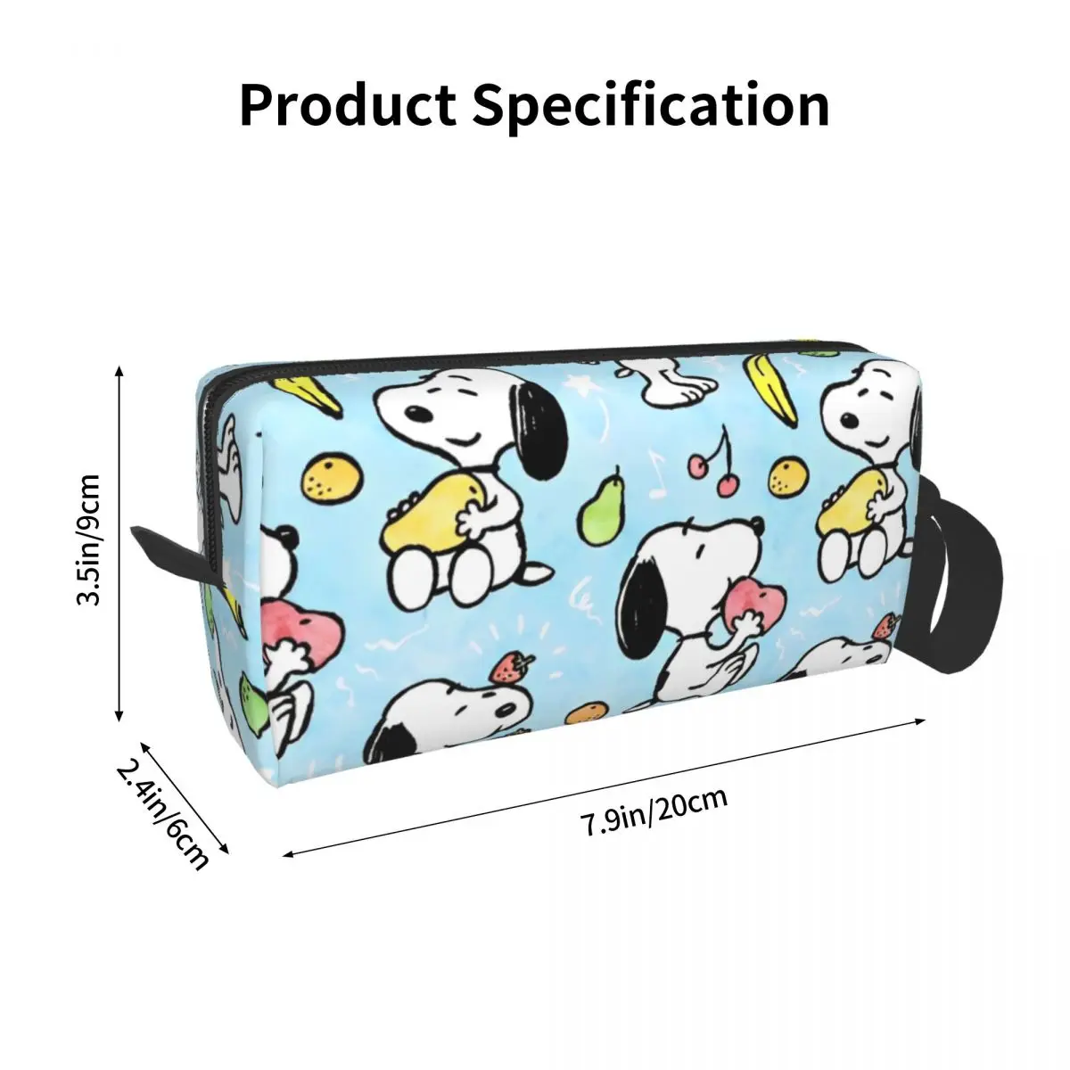 Snoopy Fruits Pattern Large Makeup Bag Beauty Pouch Travel Cosmetic Bags Cartoon Portable Toiletry Bag for Women