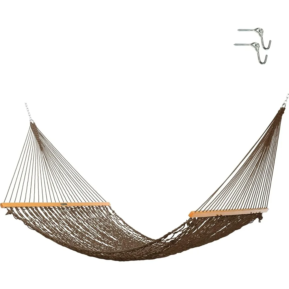 

15DCAB Presidential Antique Brown Duracord Rope Hammock w/Extension Chains & Tree Hooks, Handcrafted in The USA, Accommodates 2