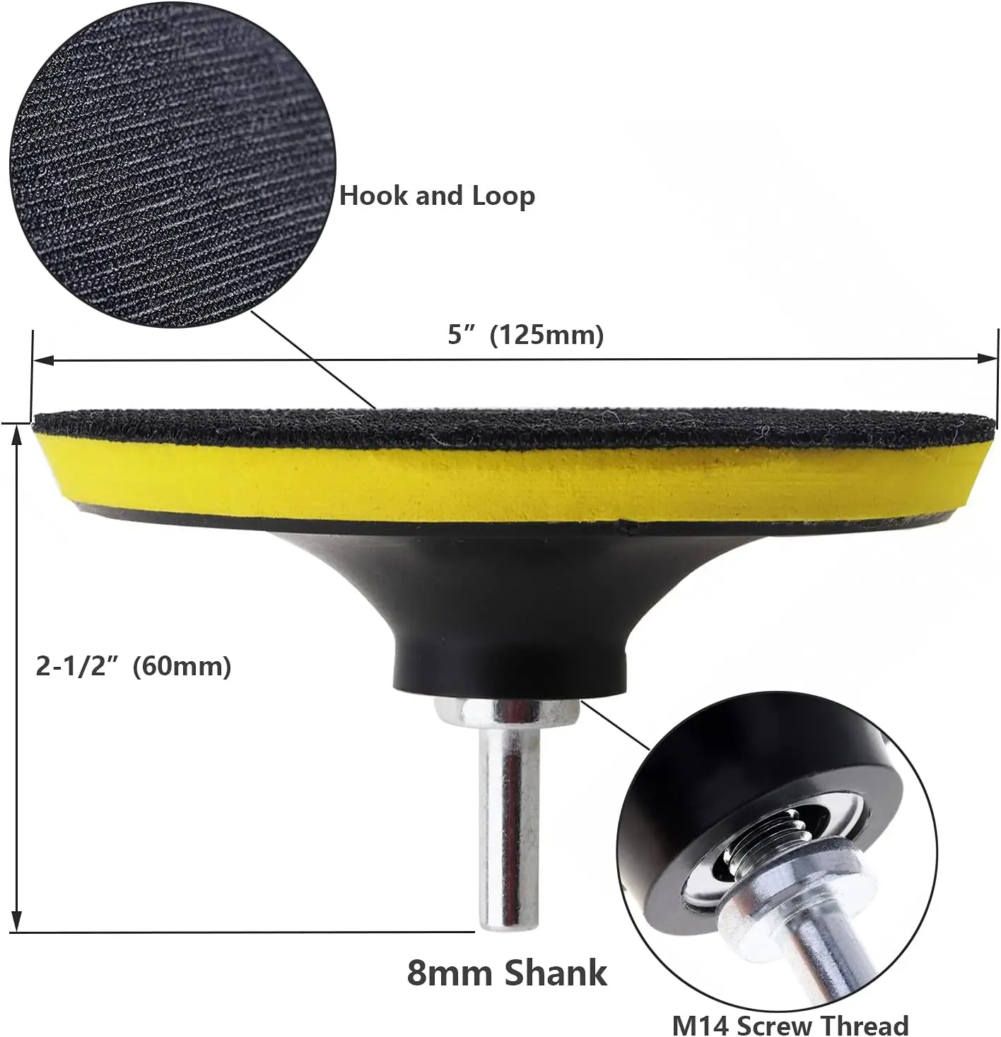 Piastra di supporto per lucidatura con supporto per levigatura a strappo da 2 pezzi da 5 pollici con filettatura M14 per lucidatrice tampone per levigatrice orbitale