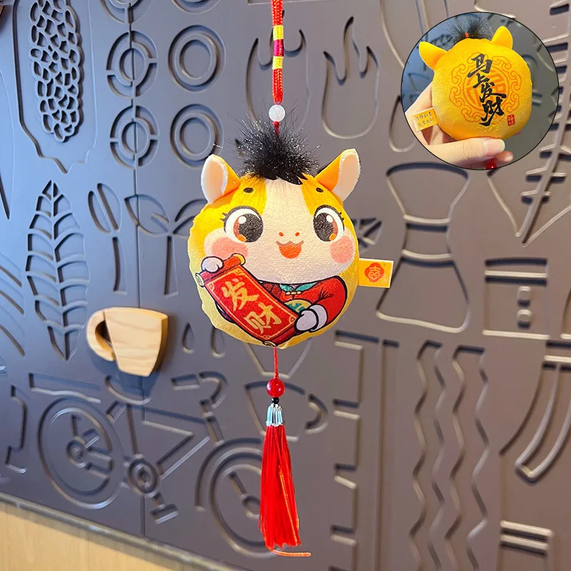 Chiński Nowy Rok Szczęśliwy Koń Pluszowy Brelok z Frędzlem Dekoracja Zodiakalny Figurka Kucyka Dekoracja Domu Miękki