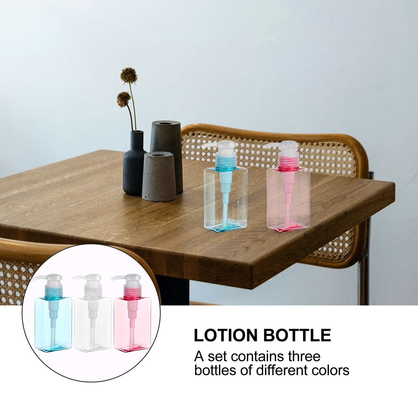 

3pcs 100Ml Press Type Empty Bottle Kit Refillable Travel Bottles For Shampoo Lotion Body Wash Portable Dispenser