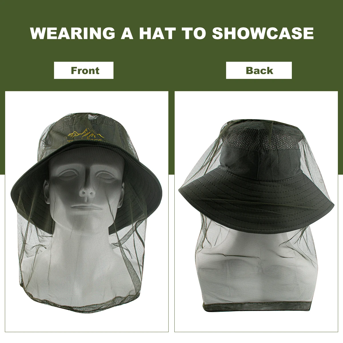 1Pc Ultra Large & Long Extra Fine Holes Mesh Soft Durable Fly Screen Premium Mosquito Insect Head Net Face Protector Camping Cap