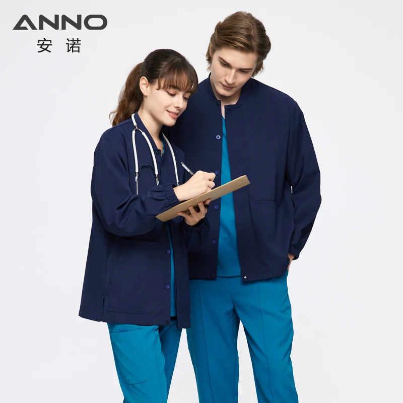 Anti-estático esfrega jaquetas antibacte tecido térmico outfit out casacos médico hospital enfermeira uniformes outono inverno sobre casacos