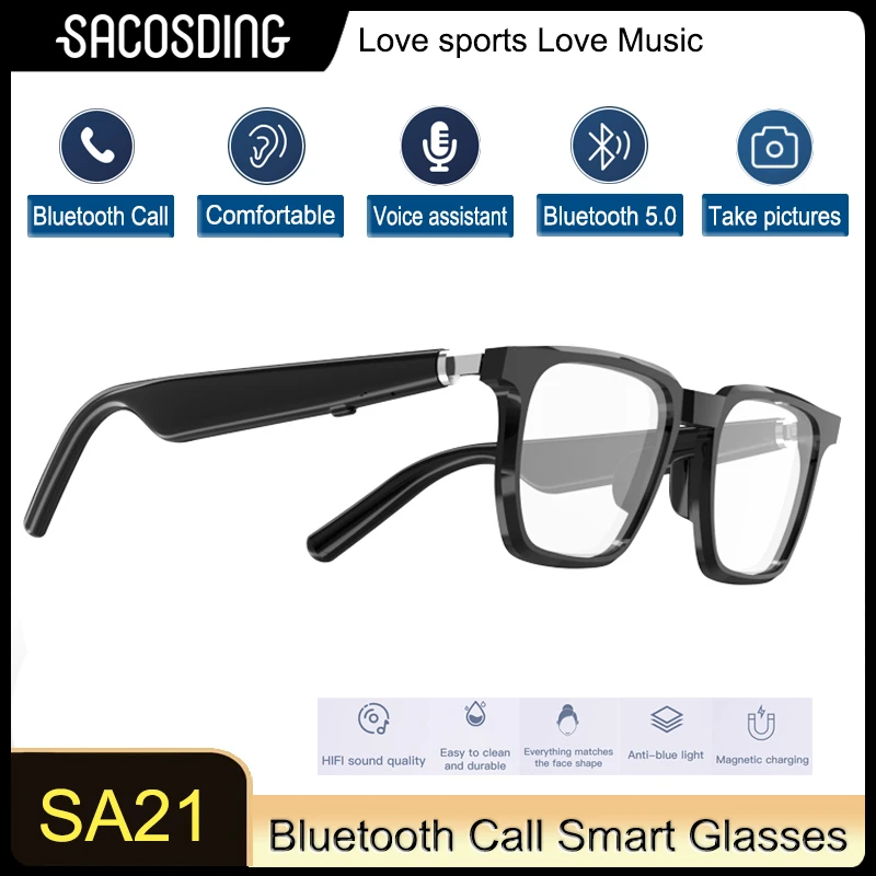 2023 Nieuwe Mode Smart Bril Draadloze Bluetooth 5.0 Muziek Bril Smart Anti-Blauw Licht Hd Hoofdtelefoon Bellen Muziek Bril Ios