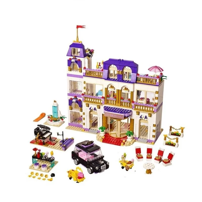 1585PCS HeartLake Grand Hotel House Building Blocks Kids DIY Educational Bricks Toys Gift for Children Girls