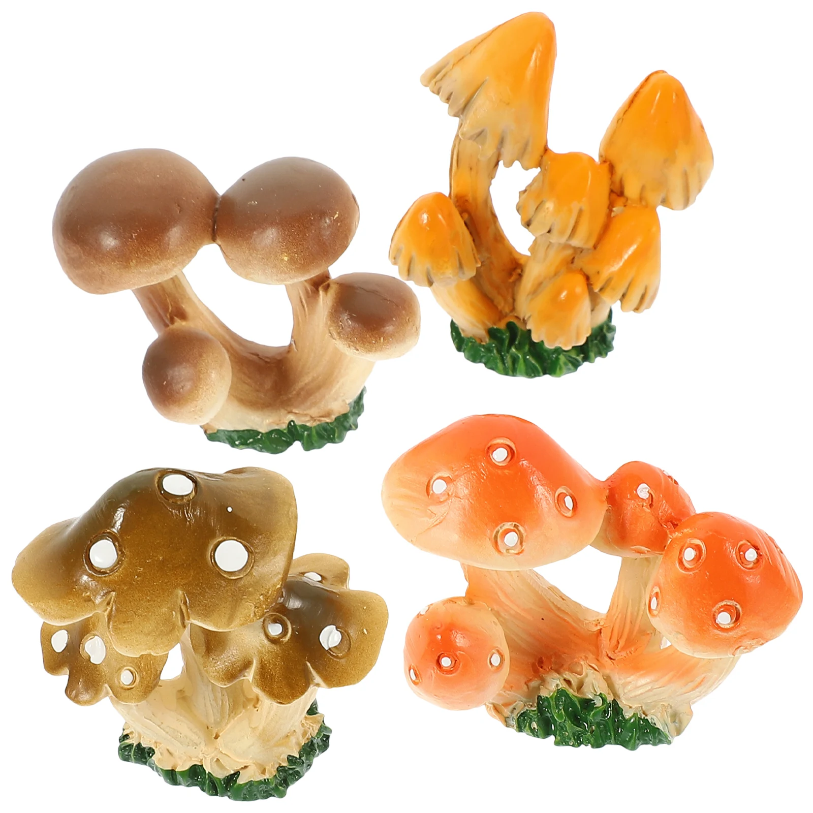 

4pcs Mushroom Micro Landscape Decoration Mini Garden Ornament Outdoor Plant Statue Lovely Decorative Figurines For Garden Yard