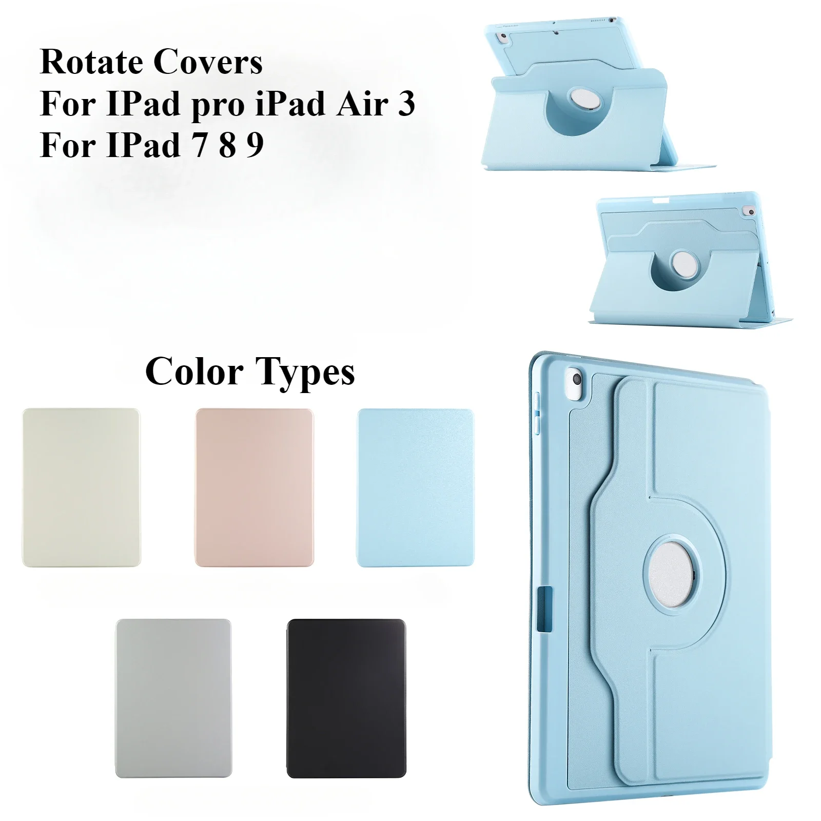 Case For iPad 7 8 9 10.2 inch Funda Soft PU Leather Flip Rotate Covers For Apple iPad pro iPad Air 3 10.5 inch Case Shell