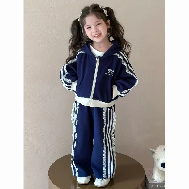 

Girls Clothing Sets Autumn Spring New Kids Suits Children's Bow Hooded Jackets+Loose Pants 2Pcs Outfits Toddler Fashion Set