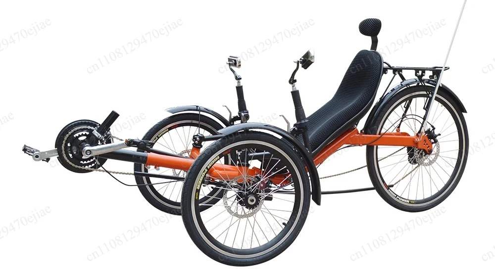 Folding Recumbent Trike | Fiberglass Elbow Joint Reclining Bike | 3-Wheel Articulated Tricycle for Adults
