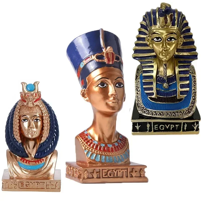 Egyptian Queen Pharaoh Cleopatra King Resin Ancient Miniature Egypt Figurine Sculptures Collection Home Decoration Crafts