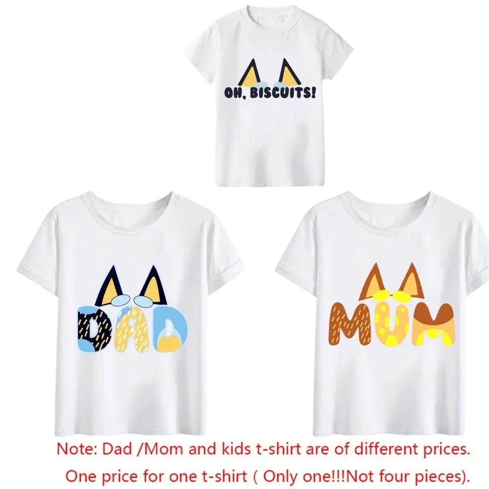 Dad Mom and Me Family Matching Clothes Simple Cartoon Anime Look T Shirts Daddy Mommy and Me Father Son Mother Daughter Outfits