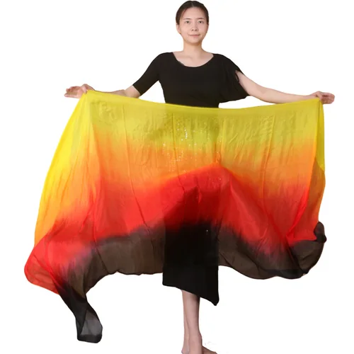 Velo de seda para danza del vientre, bufanda con velo de seda degradado, chales para mujer, bufanda lanzada a mano, gradiente de 200cm, 250cm, 270cm, actuación de baile