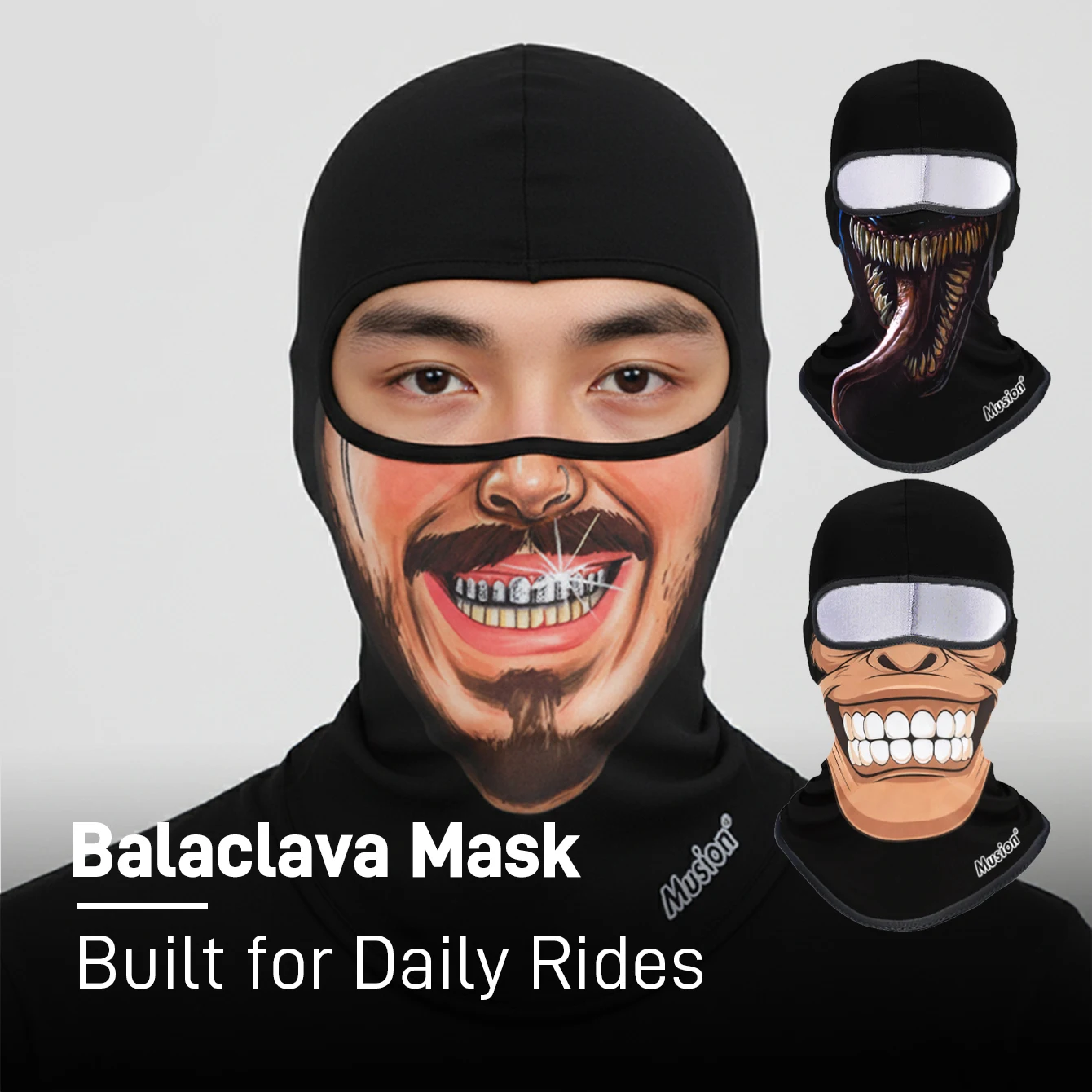 Balaclava Helmet Liner Full Face Mask Set Skull Print Moto Topeng Muka Cycling and Riding Motorcycle