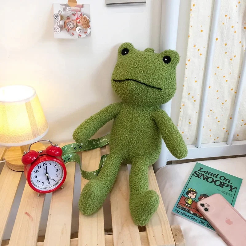 Sac en peluche grenouille pour enfants, jouets animaux en peluche, sac à bandoulière, sac à dos initié, porte-monnaie, portefeuille, poudres, cadeau pour filles et garçons, mignon