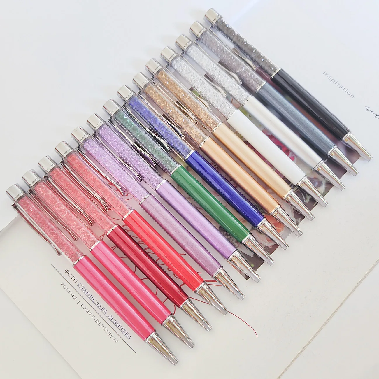 5Pcs Ballpoint Pen Crystal Diamond Metal Beautiful Student Writing Office Gift High Quality Luxury Free Customized Logo Name