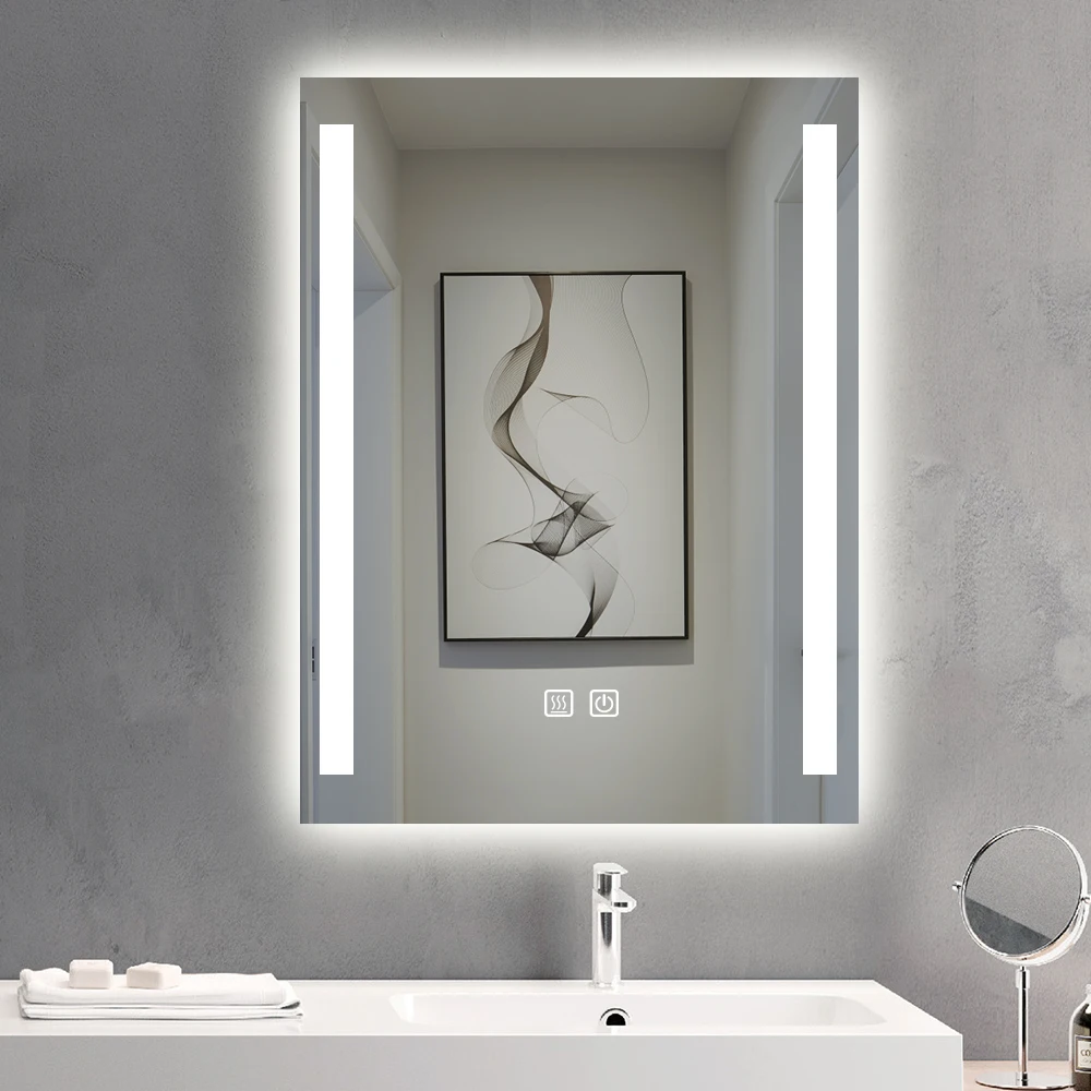 

Wall lightness dimming touch illuminated backlit vertical anti fog led bathroom mirror