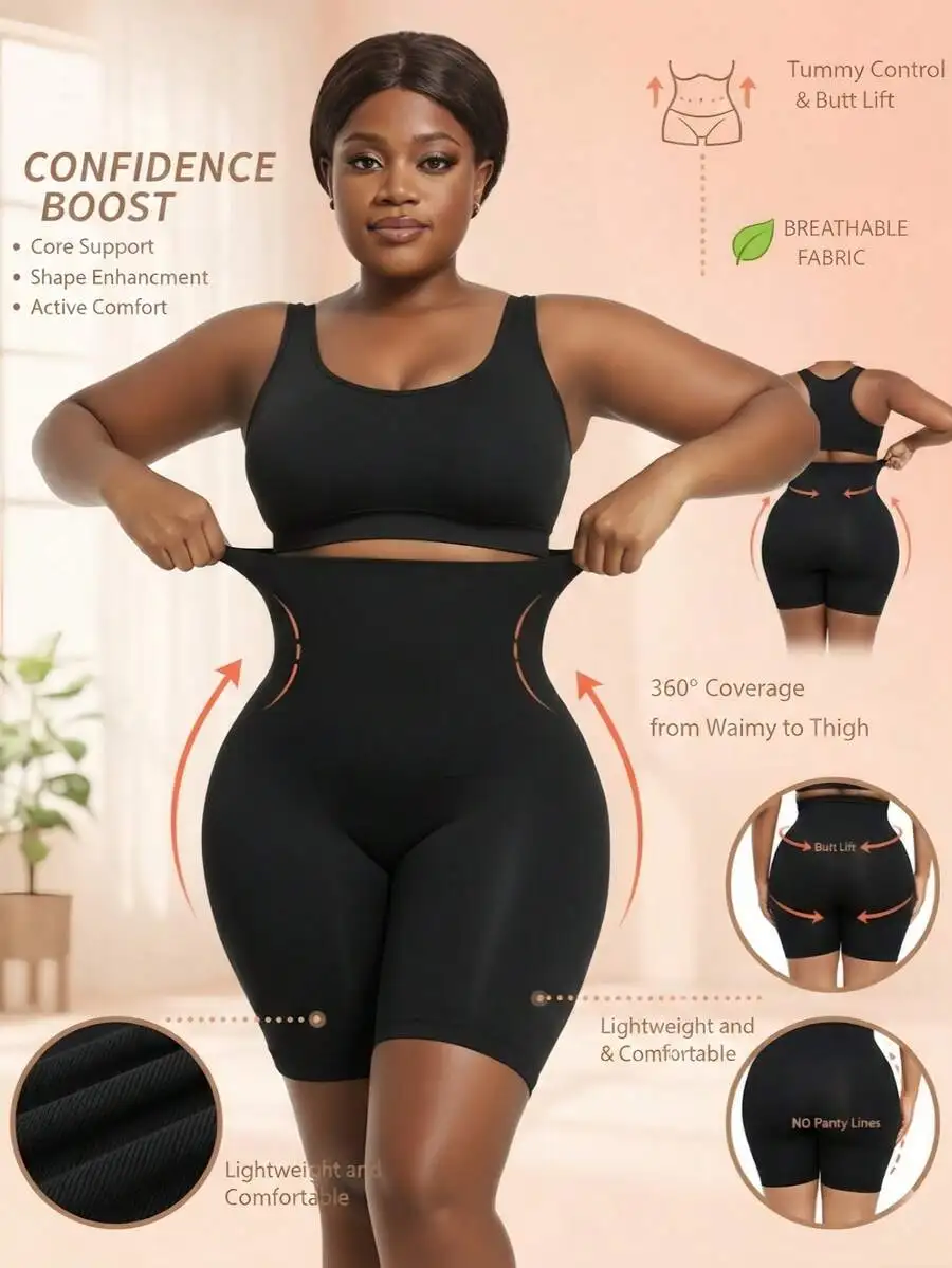 Women High Waist Shapewear Shorts With Core Support And Butt Lift
