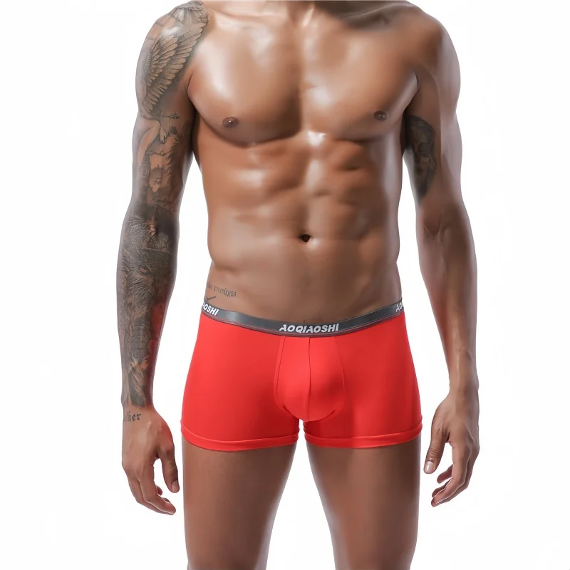 

2PCS Men's Underwear Solid Color Sexy Boxers Modal U Convex Flat Corner Underpants Low Waist Comfortable Breathable Sport Shorts