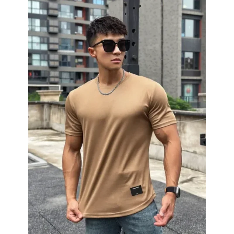 2024 new Men Summer Short Sleeve Fitness T Shirt Running Sport Gym Muscle T Shirt Workout Casual High Quality Tops Clothing