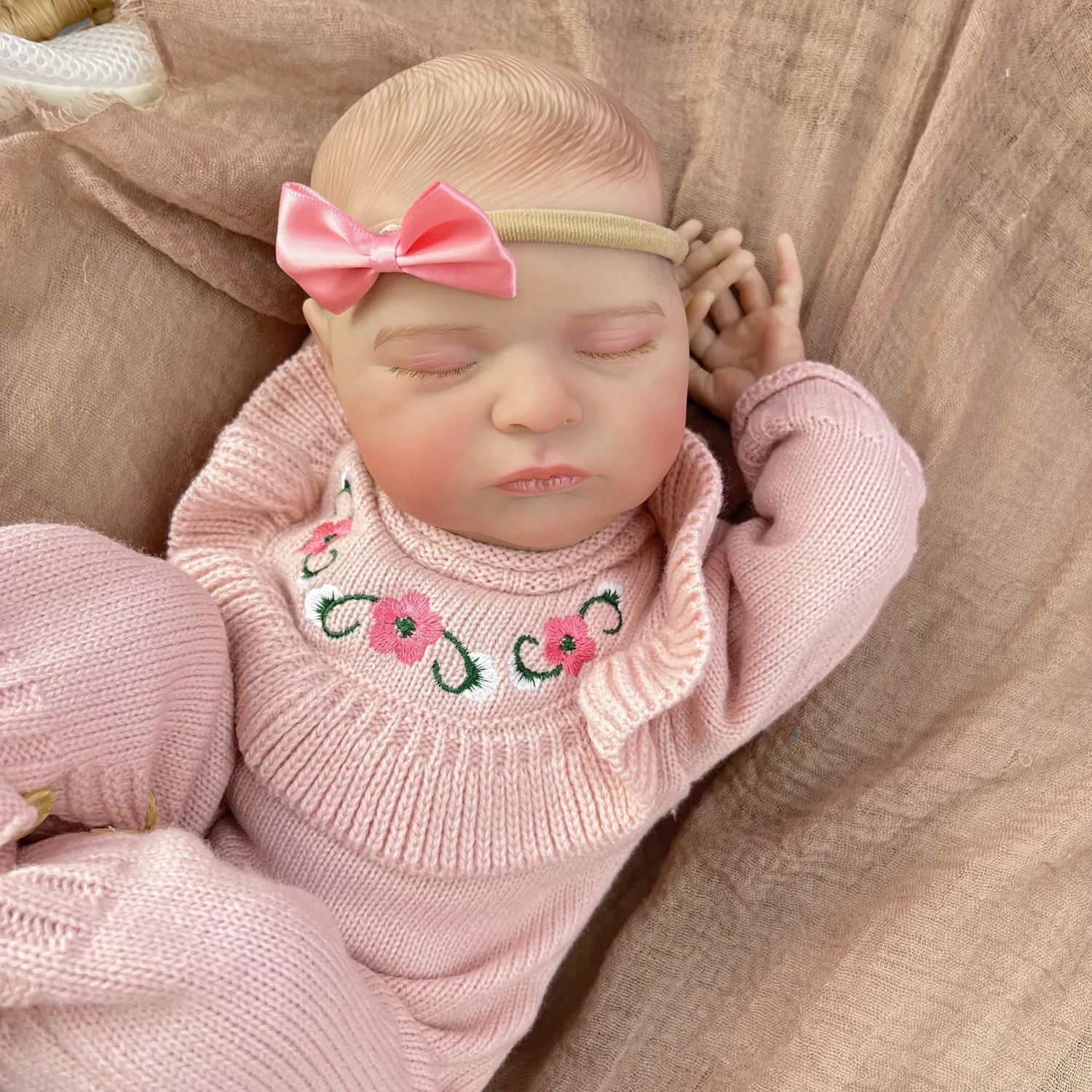 

BZDOLL 50CM Vinyl Limbs Cloth Body Asleep Cute Reborn Baby Doll with 3D Skin With Visible Veins Toy For Girl Collection Kid Art