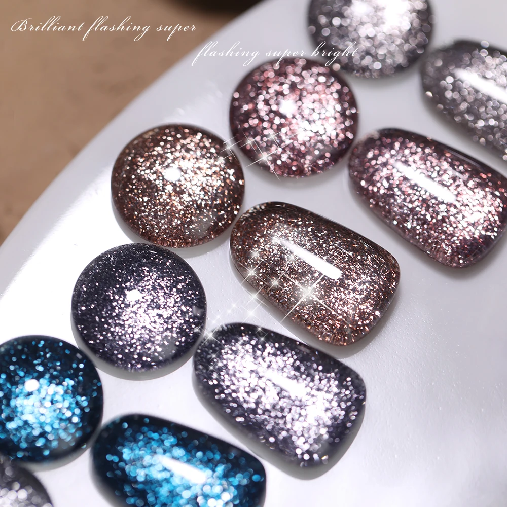Vendeeni 12 Colors Glitter Platinum Gel Nail Polish Shiny Galaxy UV LED Soak Off Gel Lacquer Line Drawing Painting Gel Varnish