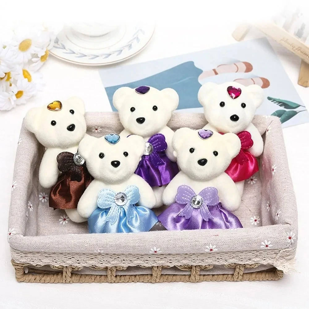 10 PCS Small Teddy Bear Cartoon Birthday Flower Bouquet Foam Bear Doll Wedding Valentine's Day Decoration Love Gift Hard Foam