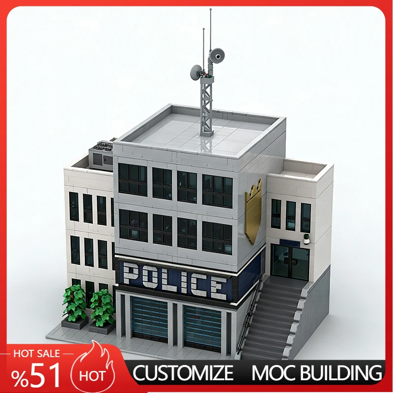 

4541 PCS City Street Views Modern Police HQ MOC Customize Modular Building Block Kids Popular Simple DIY Boy Assembly Toy Gift