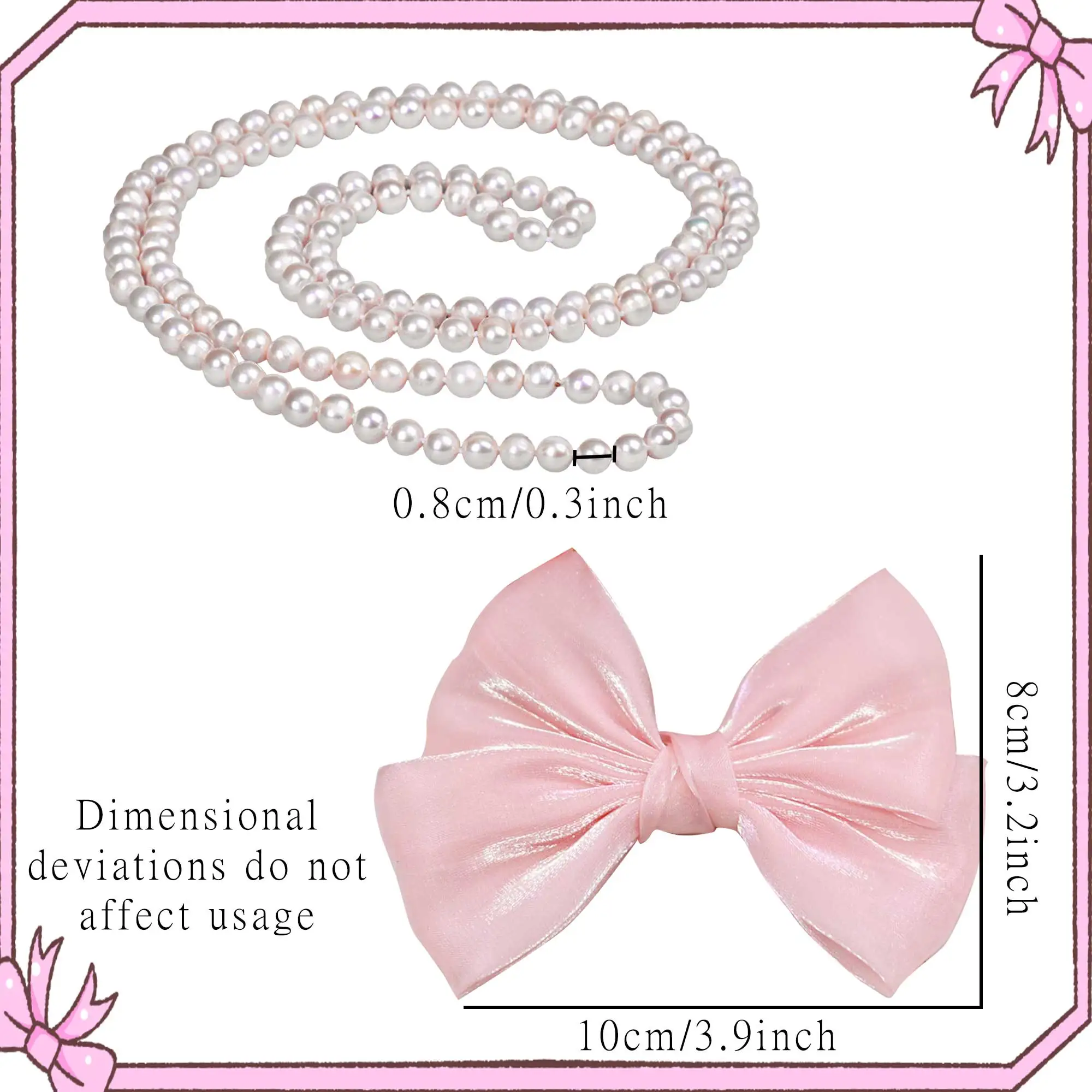 LaVenty Pink Ribbon Bow Cake Topper Pearl Cake Decor Coquette Birthday Cake Bachelorette Birthday Party Bow Party Decorations