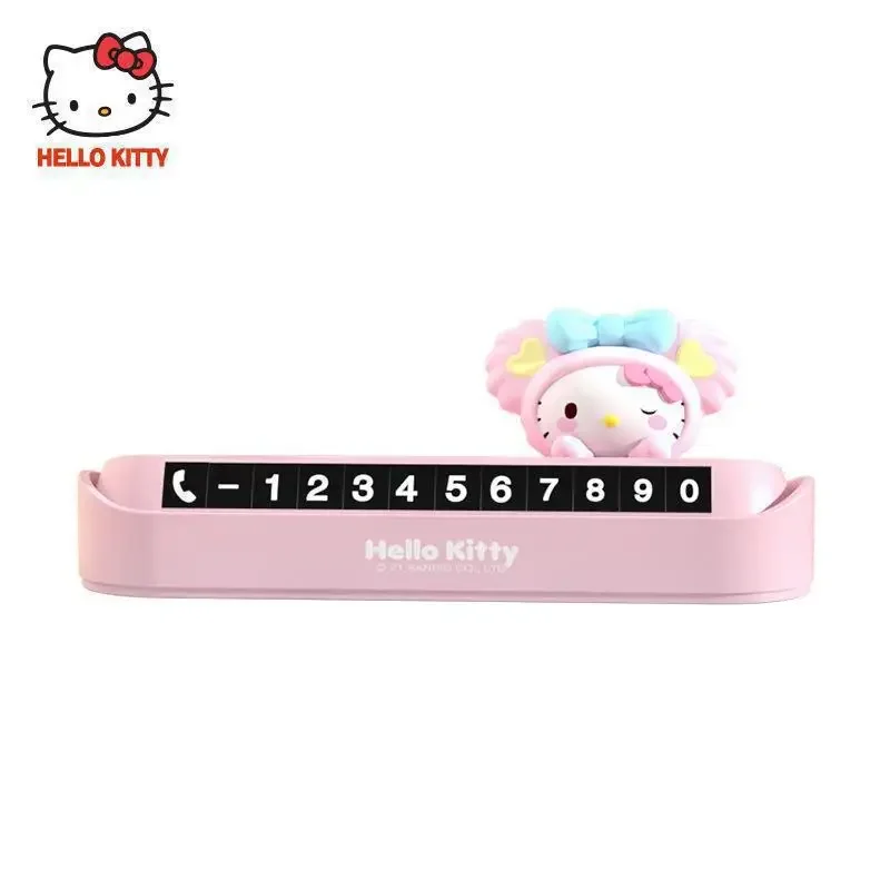 Sanrio Hello Kitty Car Parking Sign Temporary Parking Phone Plate Universal Kawaii Number Plate Magnetic Attraction Appearance