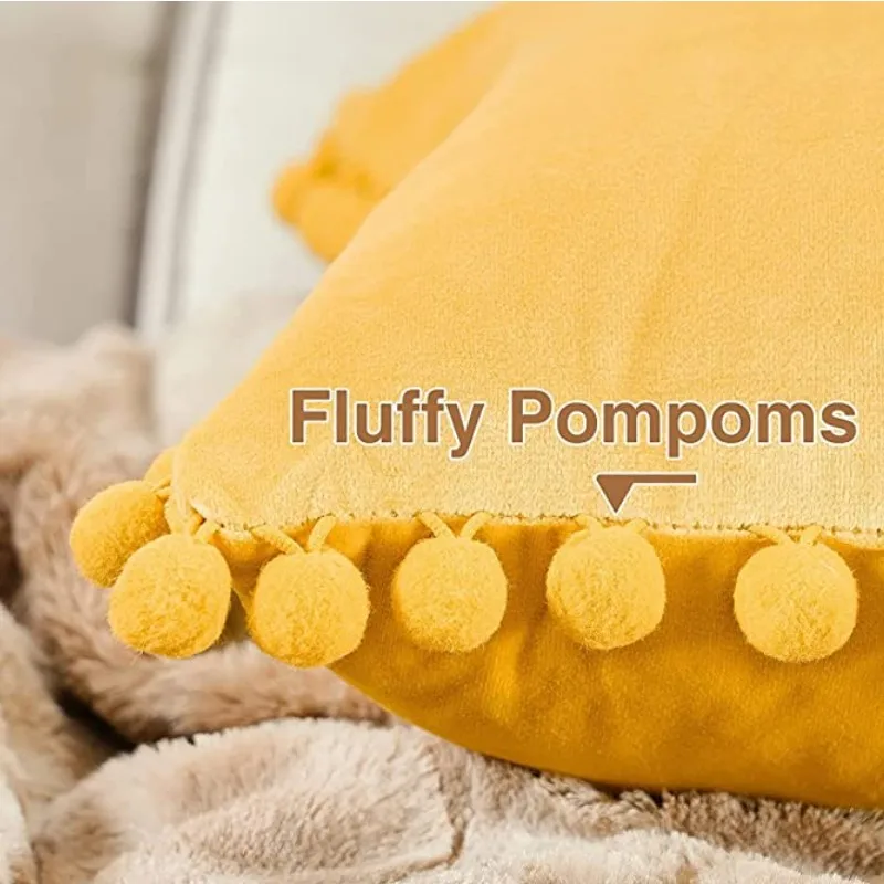 30x50cm 45x45cm 50x50cm Velvet Throw Pillow Covers with Pompom Soft Cushion Cover for Couch Home Decor Living Room Pillowcase 방석
