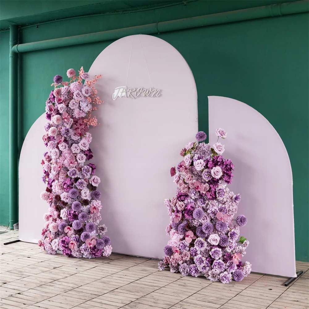 Purple Series Floral Arrangement for Wedding Event Backdrop Decoration Artificial Rose Phalaenopsis Flower Runner Stand Props