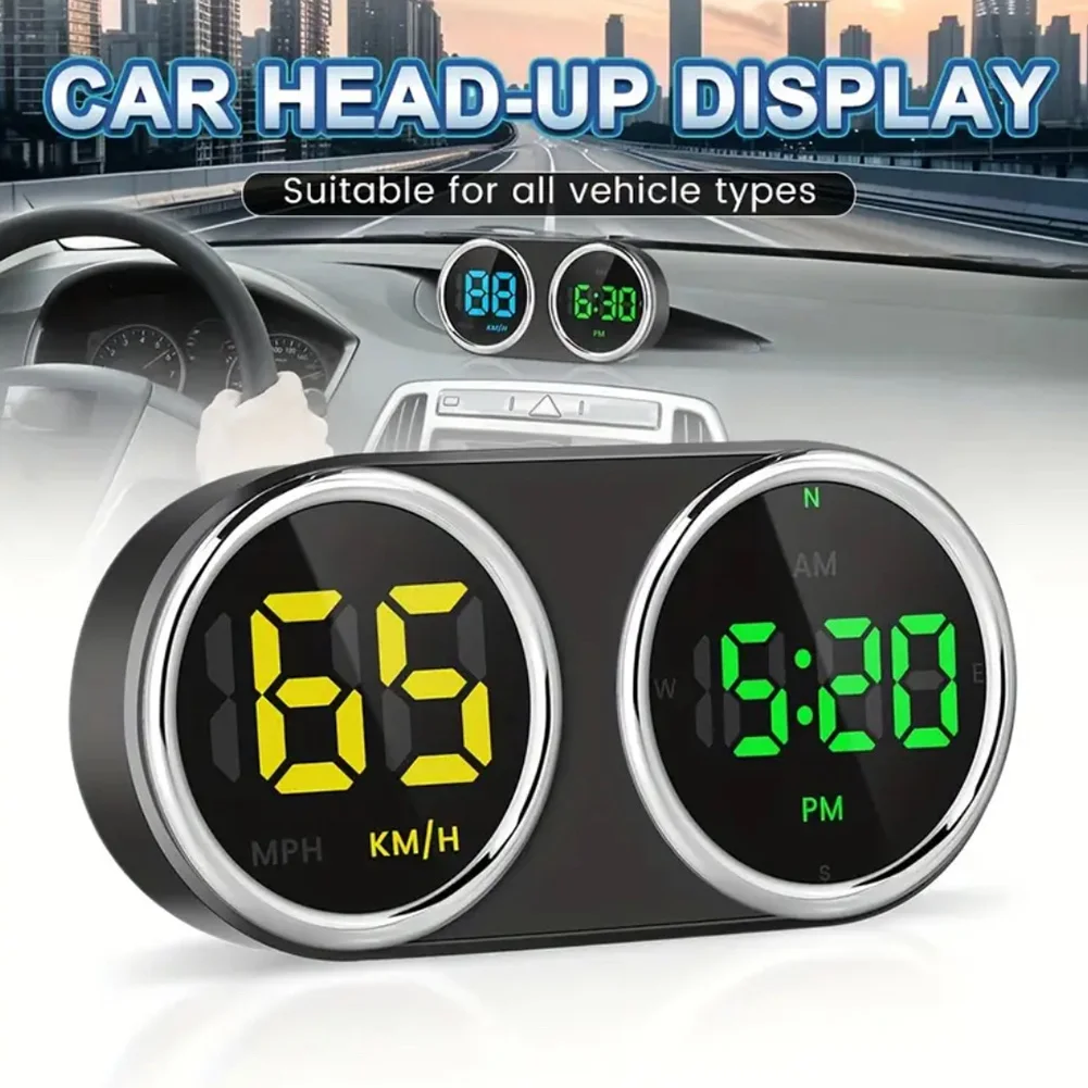 for gps Speedomter Digital Clock HUD Over-Speed Alarm KM/H MP/H Speed Meter 7-Color Direct Installation Car Accessories