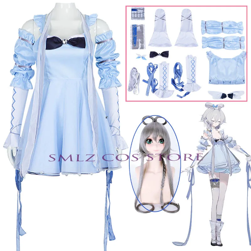 

Anime Cosplay Vtuber Luo Tianyi Cosplay Blue Dress Performance Clothes Set Halloween Carnival Party Outfit for Women