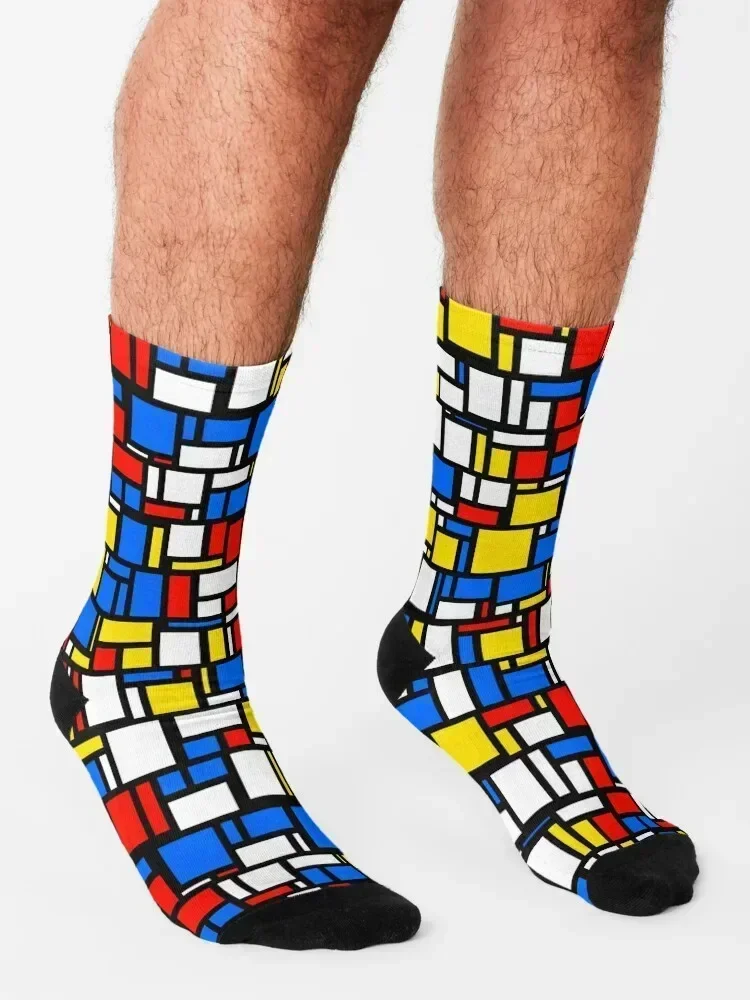 Mondrian Style Socks Stockings man basketball shoes Socks Men's Women's