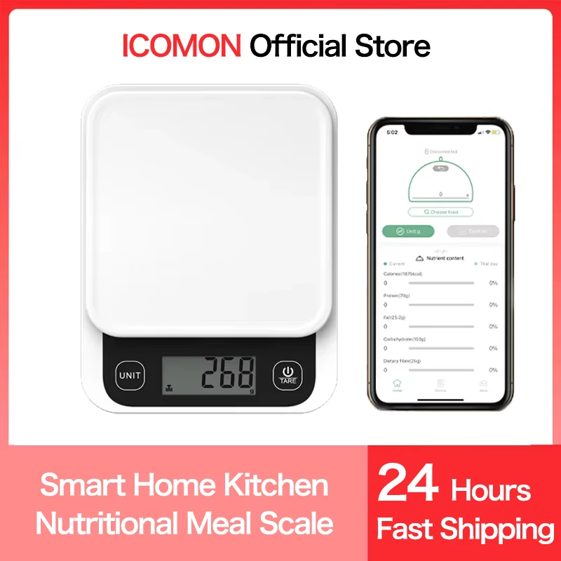 5kg/0.1g 1g Smart Kitchen Food Scale Electronic Nutrition Facts Meal Scale Cooking Baking Calorie Measuring Scale with Smart App